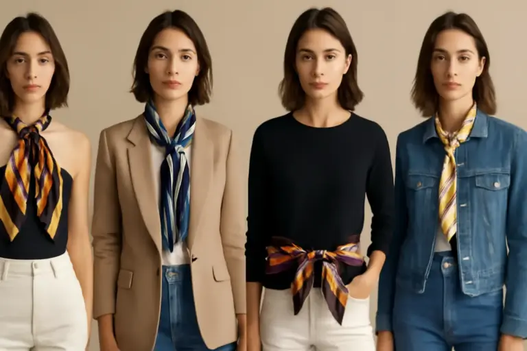 Come abbinare foulard lunghi? Idee creative per rinnovare top e giacche basic